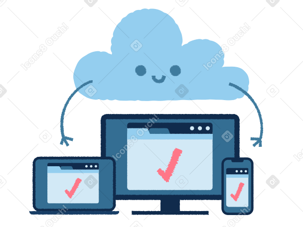 Devices connecting to saas through the cloud PNG, SVG