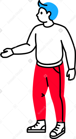 L'uomo in piedi allunga la mano in avanti PNG, SVG