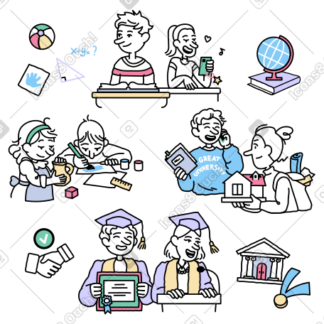 Stages of people's education PNG, SVG