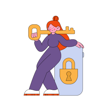 Woman with a lock key cybersecurity PNG, SVG