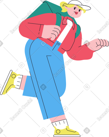 奔跑的快递女孩 PNG, SVG