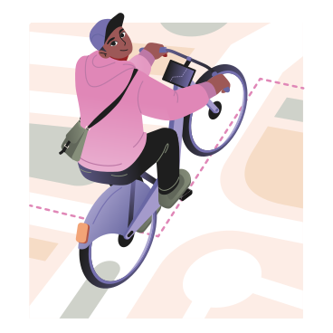 Mobility in the city, man riding a bike PNG, SVG