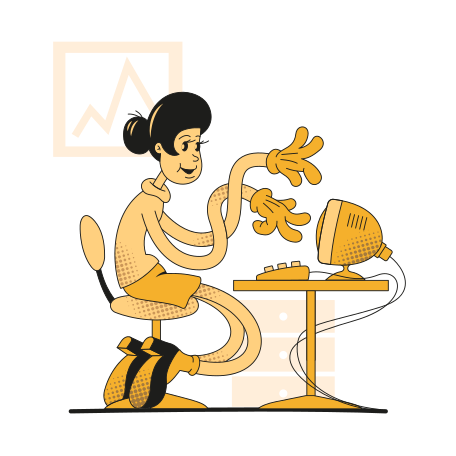 Woman working on computer Illustration in PNG, SVG