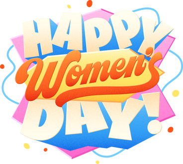 Lettering happy women's day! with decorative elements text PNG, SVG