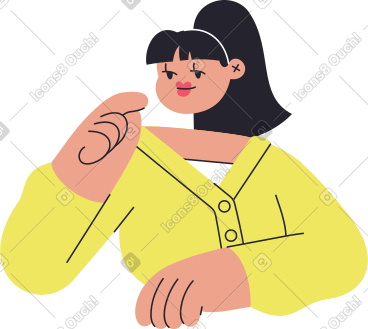 有马尾辫躯干的思考女孩 PNG, SVG