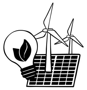 Fonti di energia verde: pannello solare e turbine eoliche  PNG, SVG