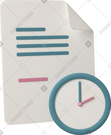 Document with clock icon PNG, SVG