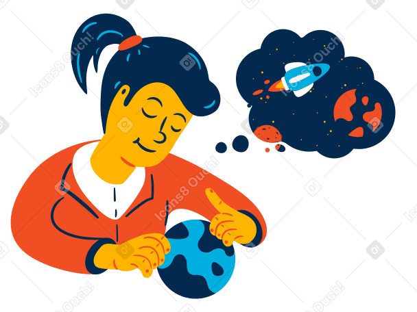 Dreams of space travel Illustration in PNG, SVG