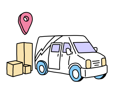 Автомобиль доставляет товары в коробках в PNG, SVG
