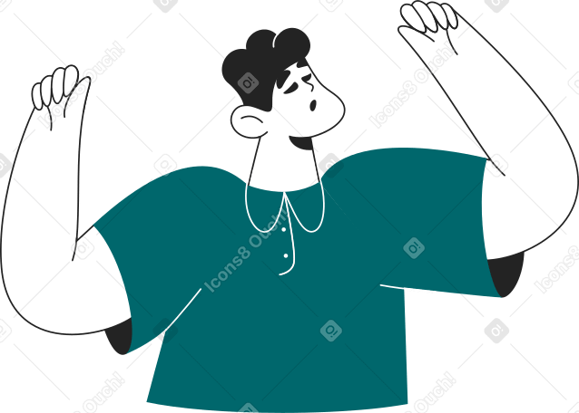 half of a man with his hands up Illustration in PNG, SVG