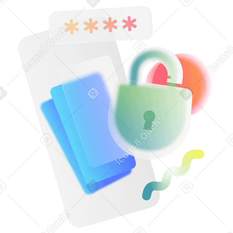 Защита паролем смартфона и кибербезопасность в PNG, SVG