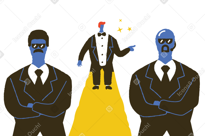 Famous person with security guards PNG, SVG
