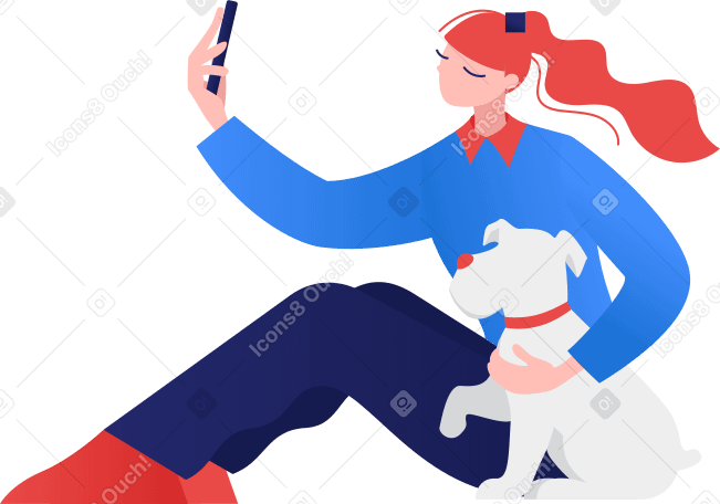 girl with dog PNG, SVG