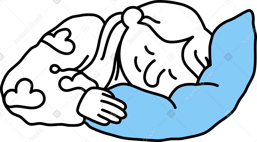 Mujer durmiendo sobre una almohada PNG, SVG