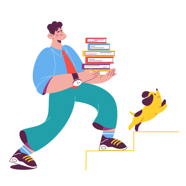 Man climbing stairs with a book PNG, SVG