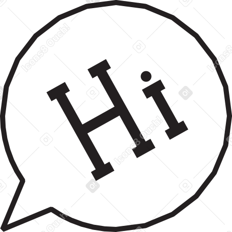 speech bubble with text hi Illustration in PNG, SVG