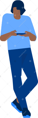 man standing and looking at smartphone PNG, SVG