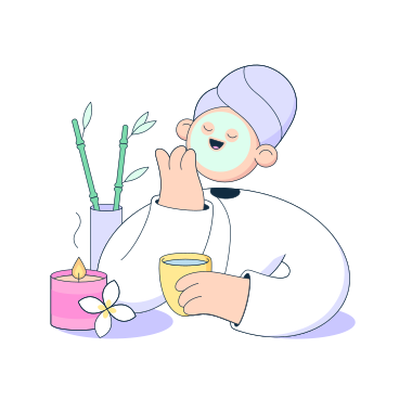 Woman in SPA with cup of tea PNG, SVG
