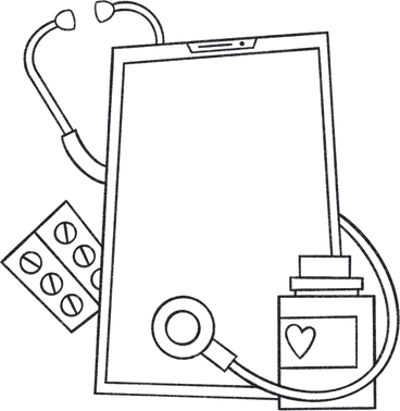 phone with pills and stethoscope PNG, SVG