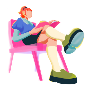 young woman reading a book PNG, SVG