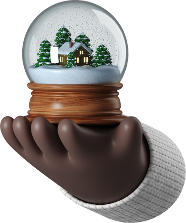 Black skin hand holding a snow globe PNG, SVG
