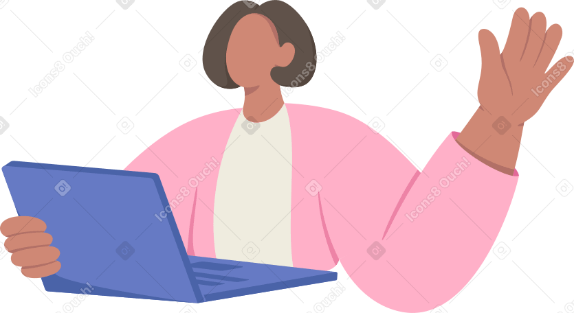mujer con laptop PNG, SVG