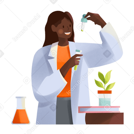 Young scientist doing experiments in the laboratory Illustration in PNG, SVG