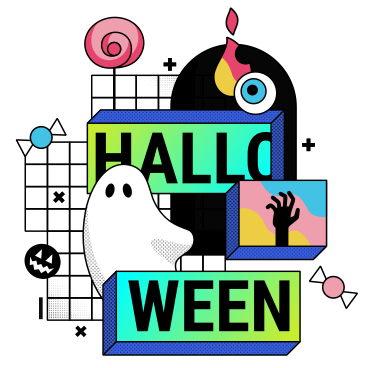 Halloween with ghost and eyeball PNG, SVG