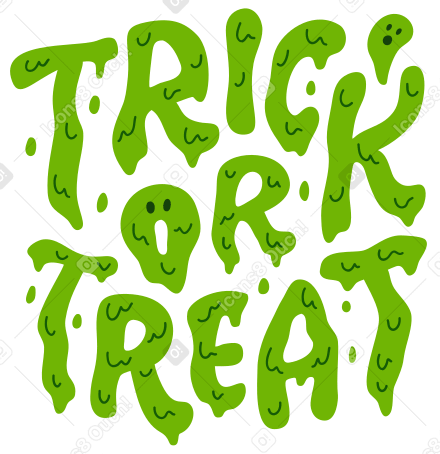lettering trick or treat ghost green text PNG, SVG