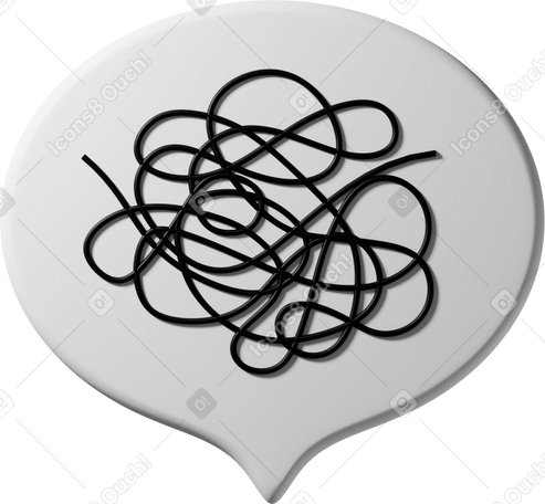 3D Speech bubble with tangled line inside Illustration in PNG, SVG