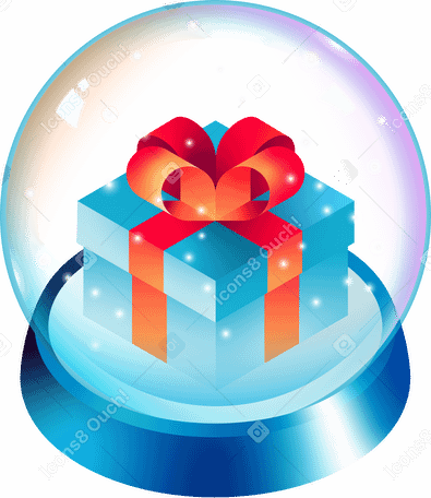 isometric christmas glass ball with gift в PNG, SVG