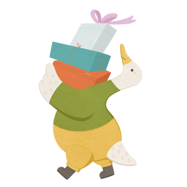 goose is carrying many boxes from the sale PNG, SVG