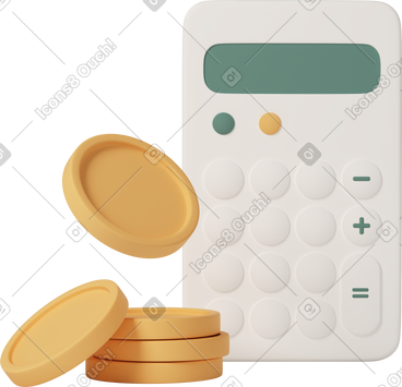 Calculator with coins PNG, SVG