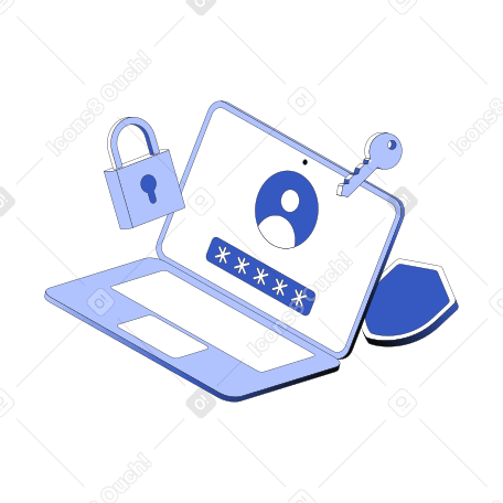 Cybersecurity with password-locked laptop PNG, SVG