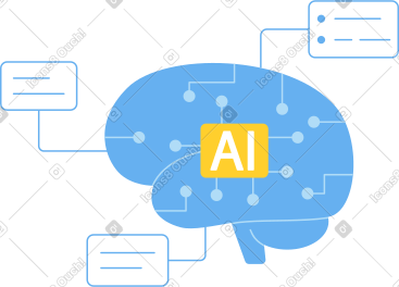 Ai brain with text callouts PNG, SVG