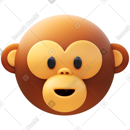 3D monkey face PNG, SVG