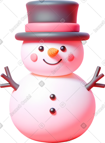 3d 可爱的雪人 PNG, SVG