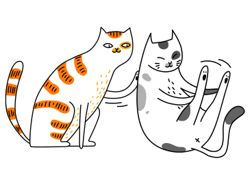 다른 고양이의 뒷다리 스트레칭을 돕는 고양이 PNG, SVG