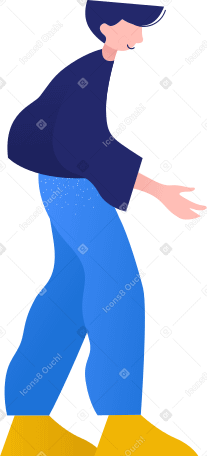 standing man with reaching out hand in dark blue sweater PNG, SVG