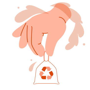 Hand hält müllbeutel zum recycling PNG, SVG