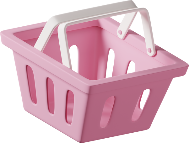 3D Pink plastic shopping basket  Illustration in PNG, SVG
