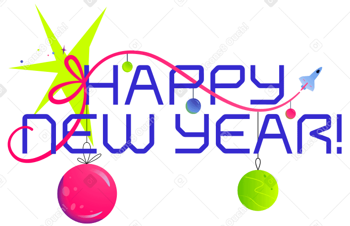 Happy new year! Illustration in PNG, SVG