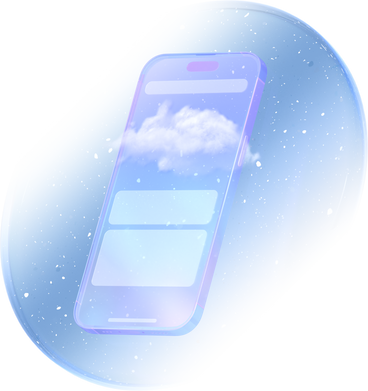 ethereal smartphone interface with cloud PNG, SVG