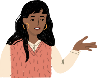 girl pointing towards something with her hand PNG, SVG