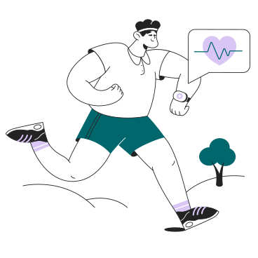 Человек с умными часами бежит в PNG, SVG