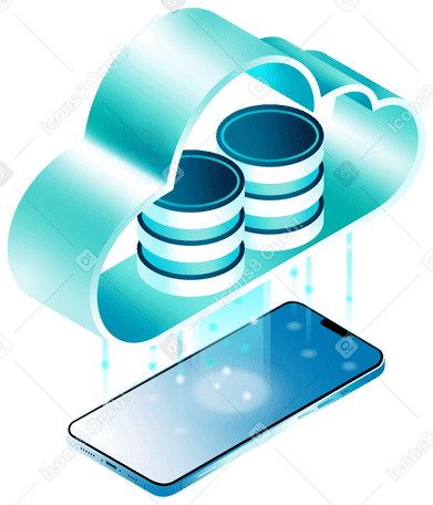 Illustration animée Transférer des données du cloud vers le téléphone aux formats GIF, Lottie (JSON) et AE