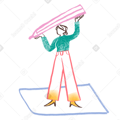 Woman writing with a big pencil Illustration in PNG, SVG