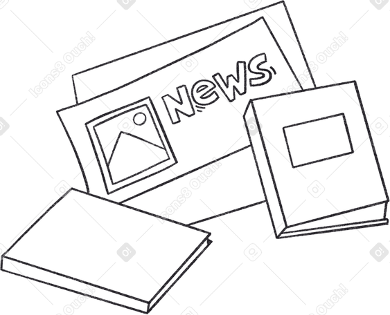 newspaper with news and two books PNG、SVG