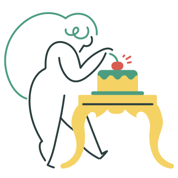 Woman putting cherry on top of cake PNG, SVG