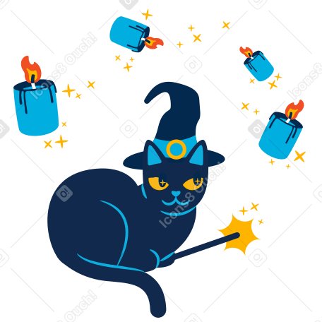 Witch's cat Illustration in PNG, SVG